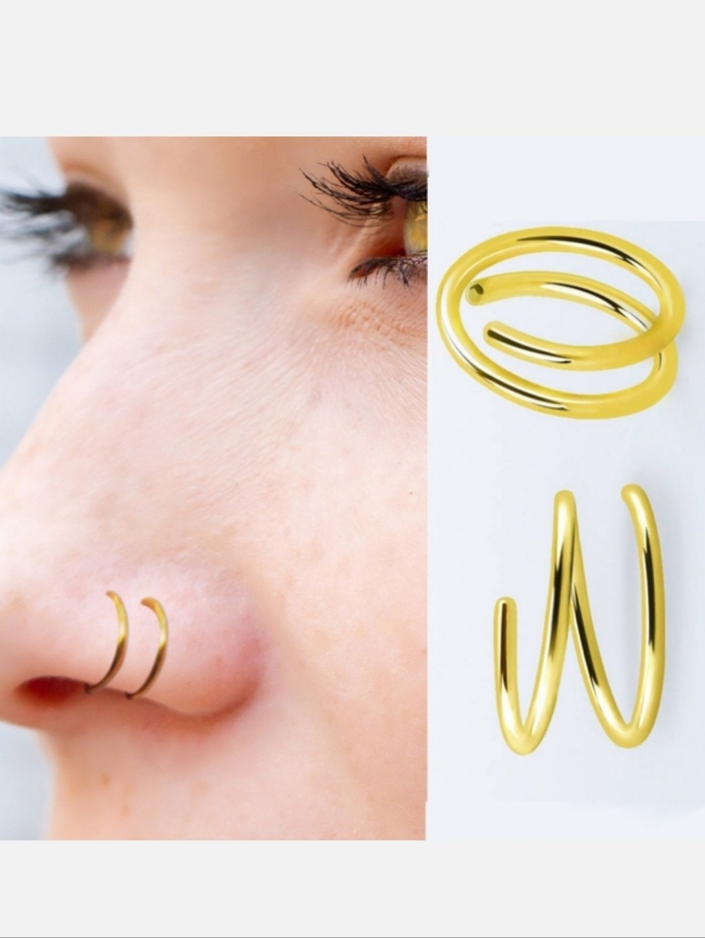 2 Spiral Nose Ring Hoops